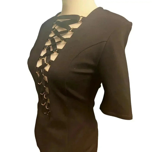 NUDE apparel black dress bodycon with corseted front medium - Picture 4 of 9